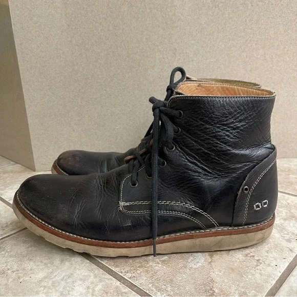 BEDSTU Mens Boots Sz 13 BLACK Distress LeatherVIBRAM Hand MadeMexico‎